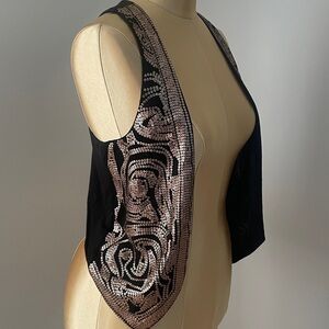 H&M Black and Gold Sequin Vest